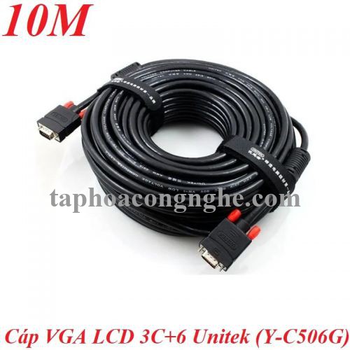 Unitek 96617 Y-C506G 3C+6 10M Màu Đen Cáp tín hiệu Vga LCD 30096617